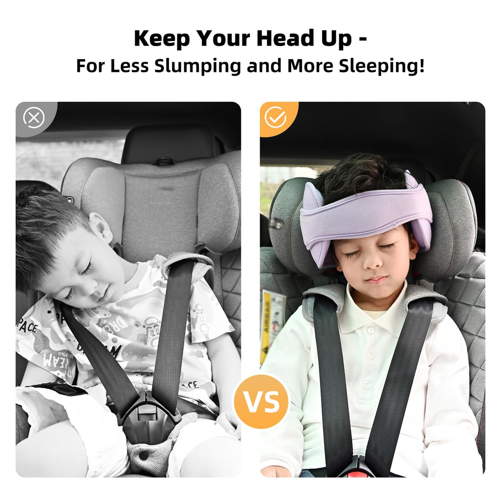 StoHua head support attached to car seat helps prevent neck wobble.