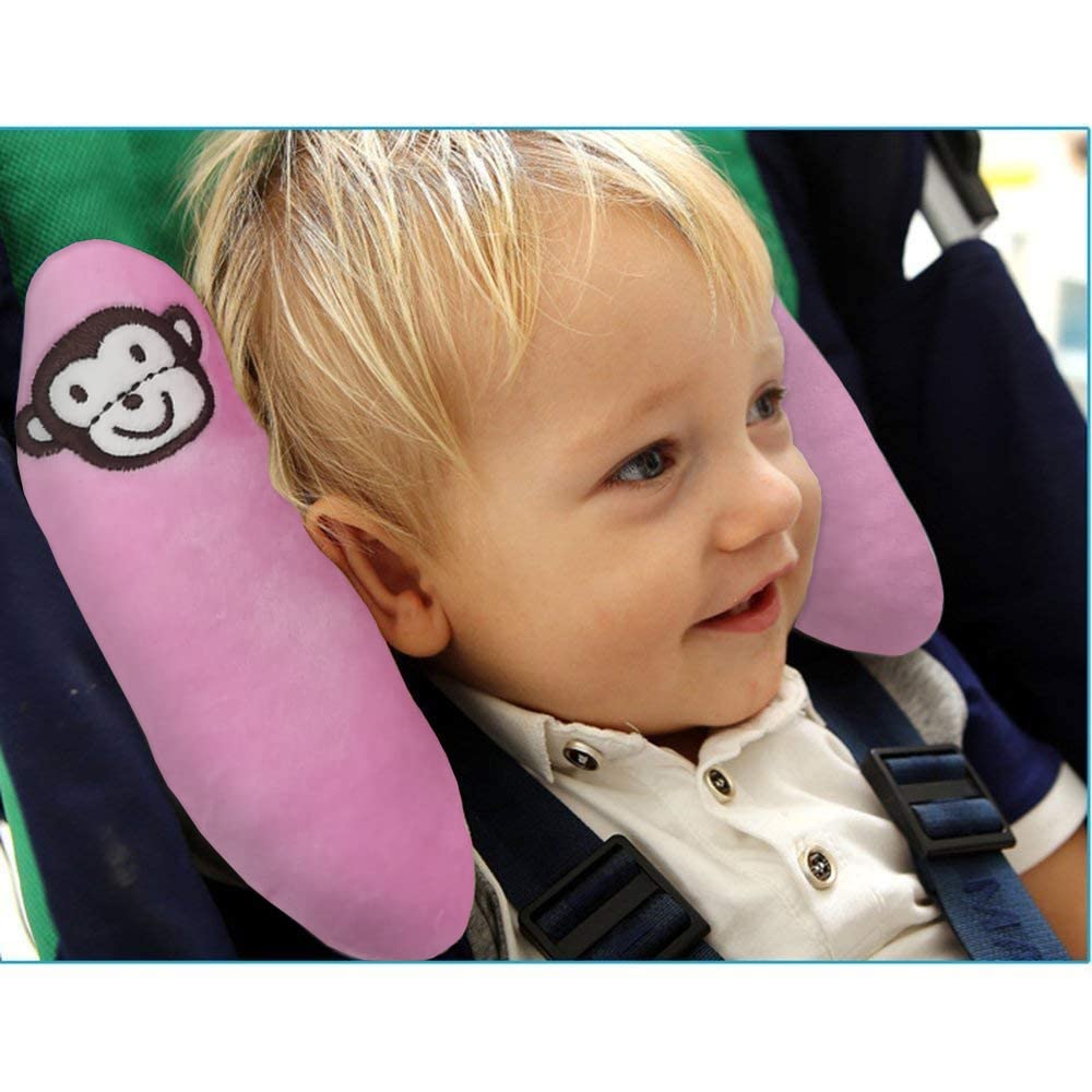 Hook-and-loop closure on StoHua pink neck pillow enables quick adjustment.