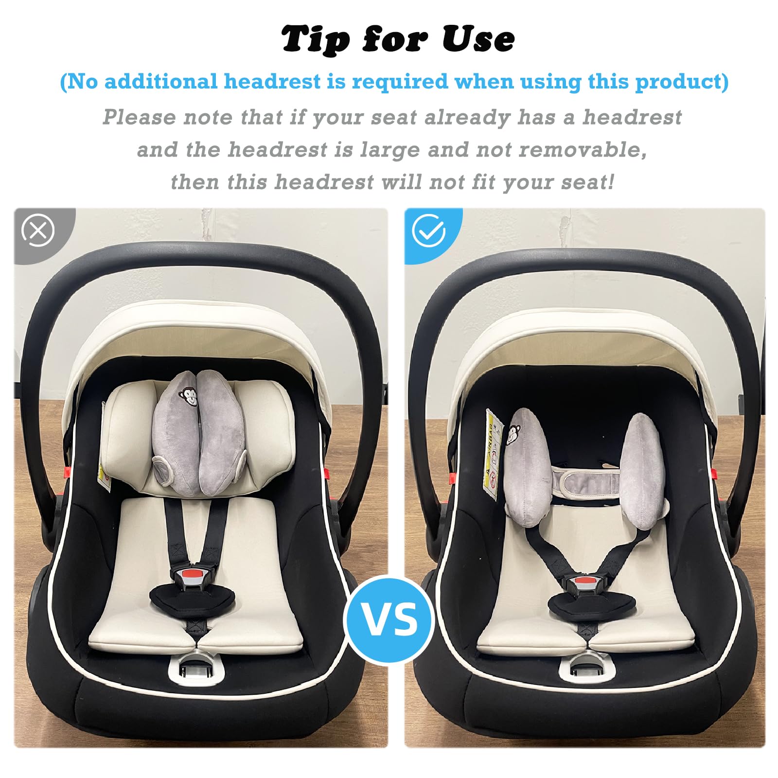 StoHua infant car seat support helps keep a child’s head centered