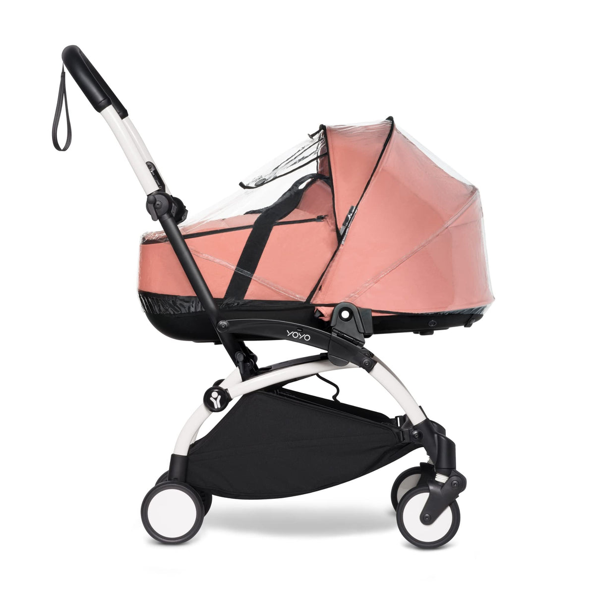 Stokke Babyzen YOYO rain cover for bassinet with window shield.