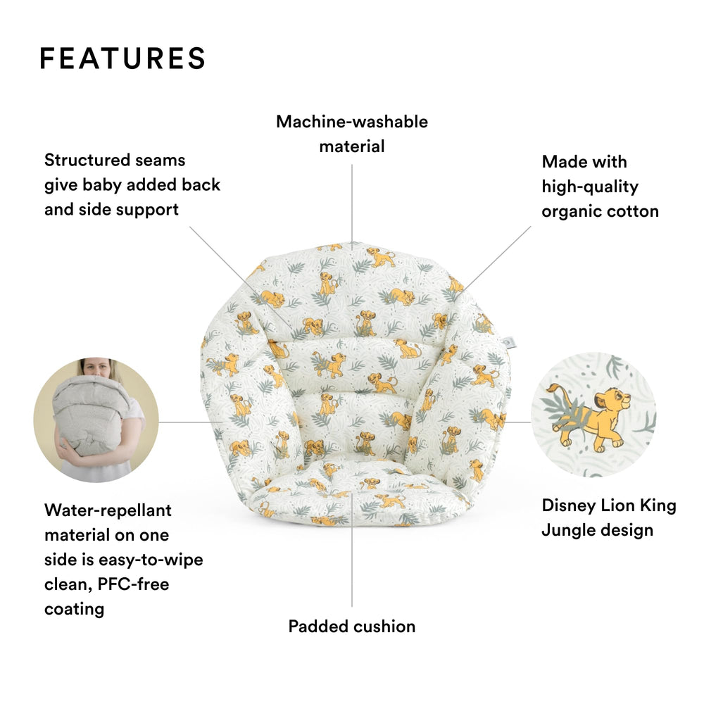 Stokke Clikk Cushion fabric detail with soft organic cotton and playful print
