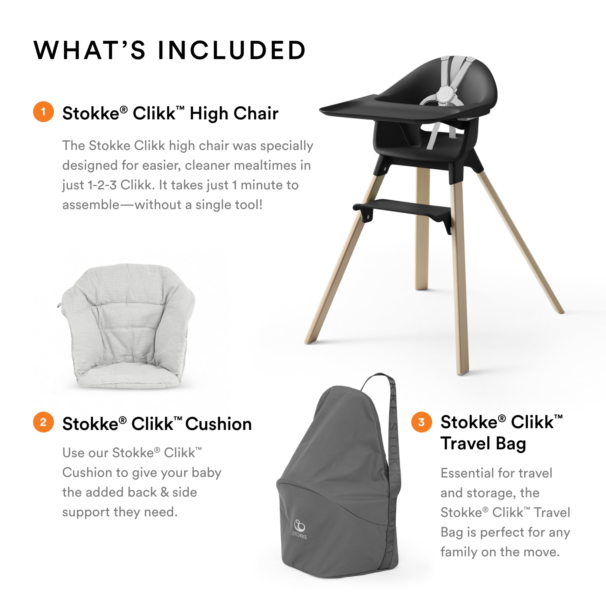 Stokke Clikk Nordic Grey cushion adds back and side support