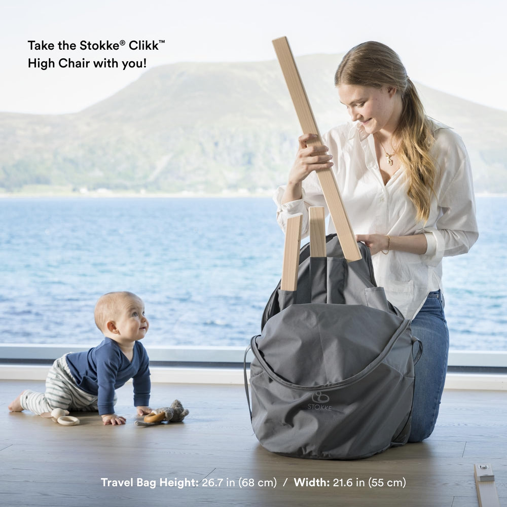 Stokke Clikk high chair with adjustable foot rest for growing toddlers