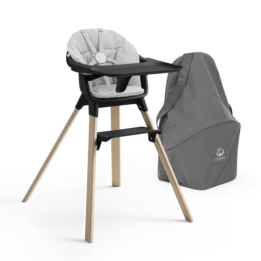 Stokke Clikk high chair front view highlighting travel-ready design