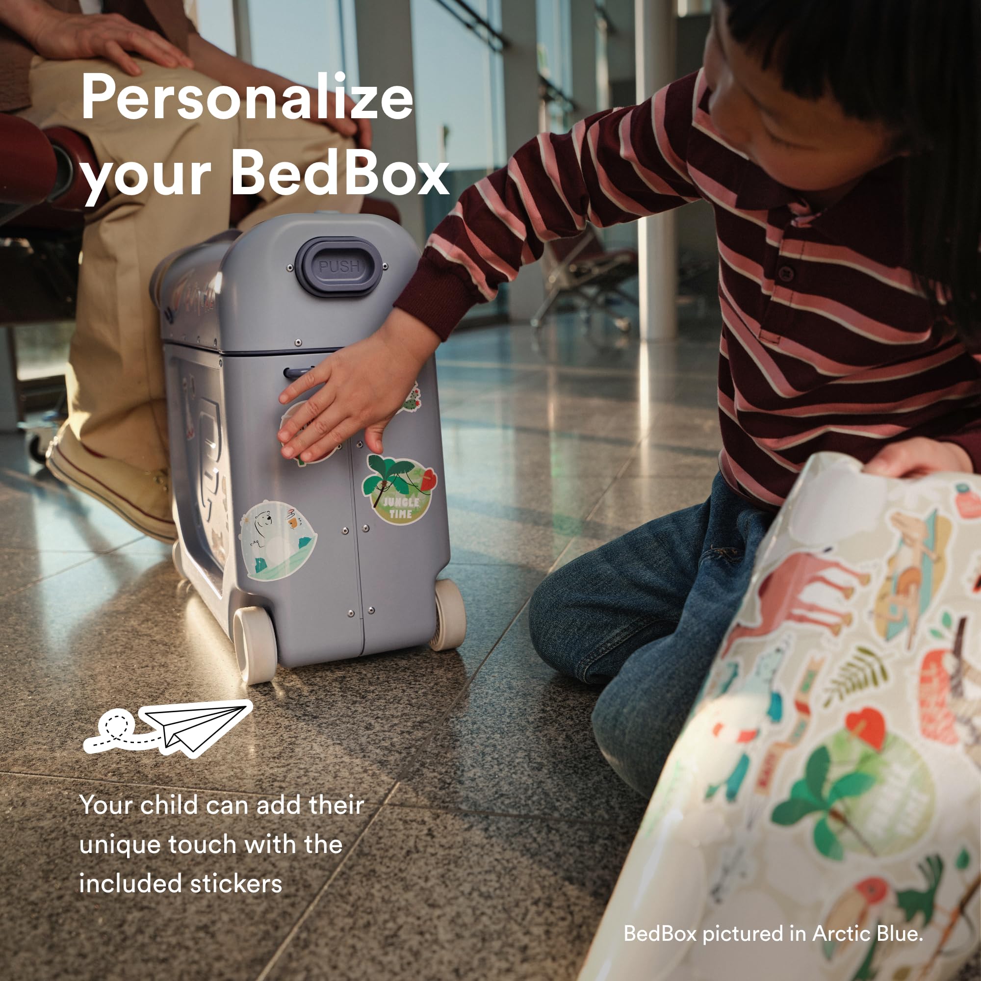 Stokke JetKids BedBox coral pink stickers pack—customize with playful decals