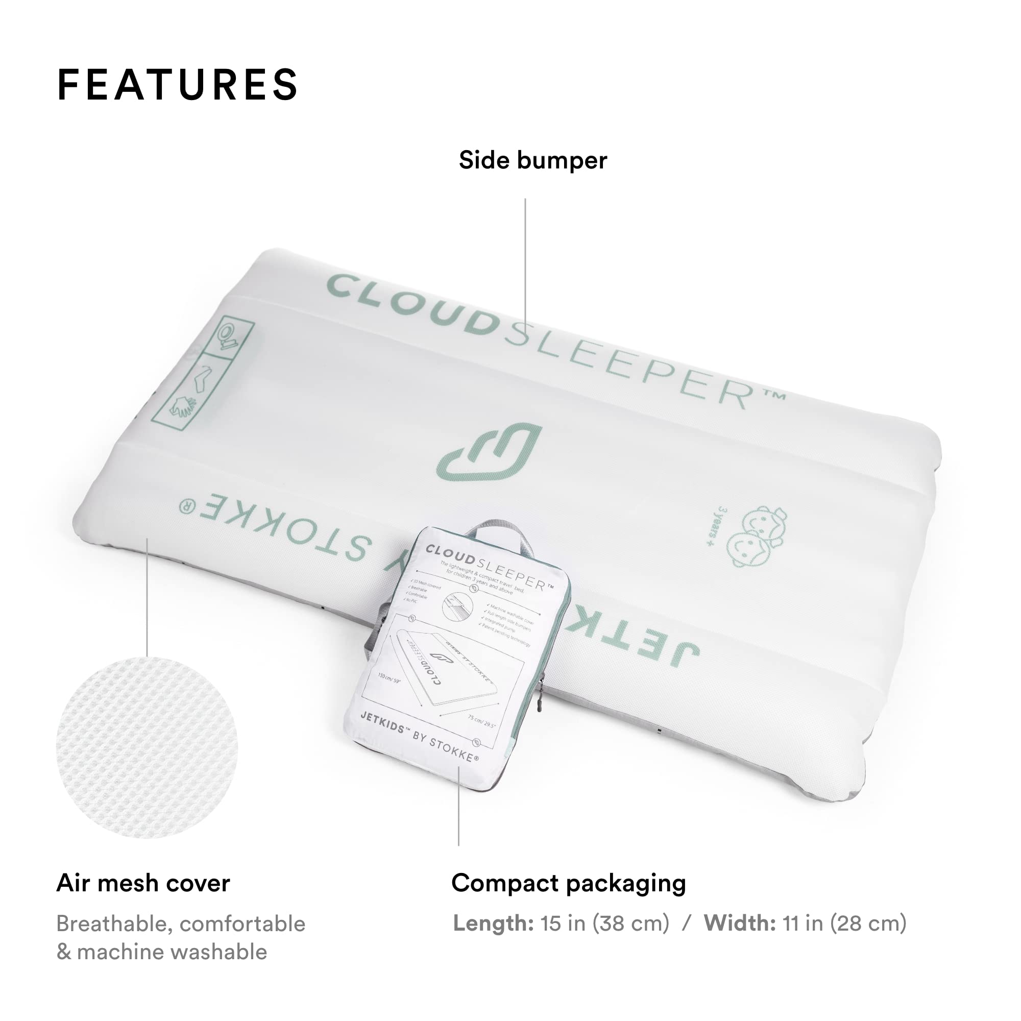 Stokke JetKids CloudSleeper air mesh cover showing breathable comfort