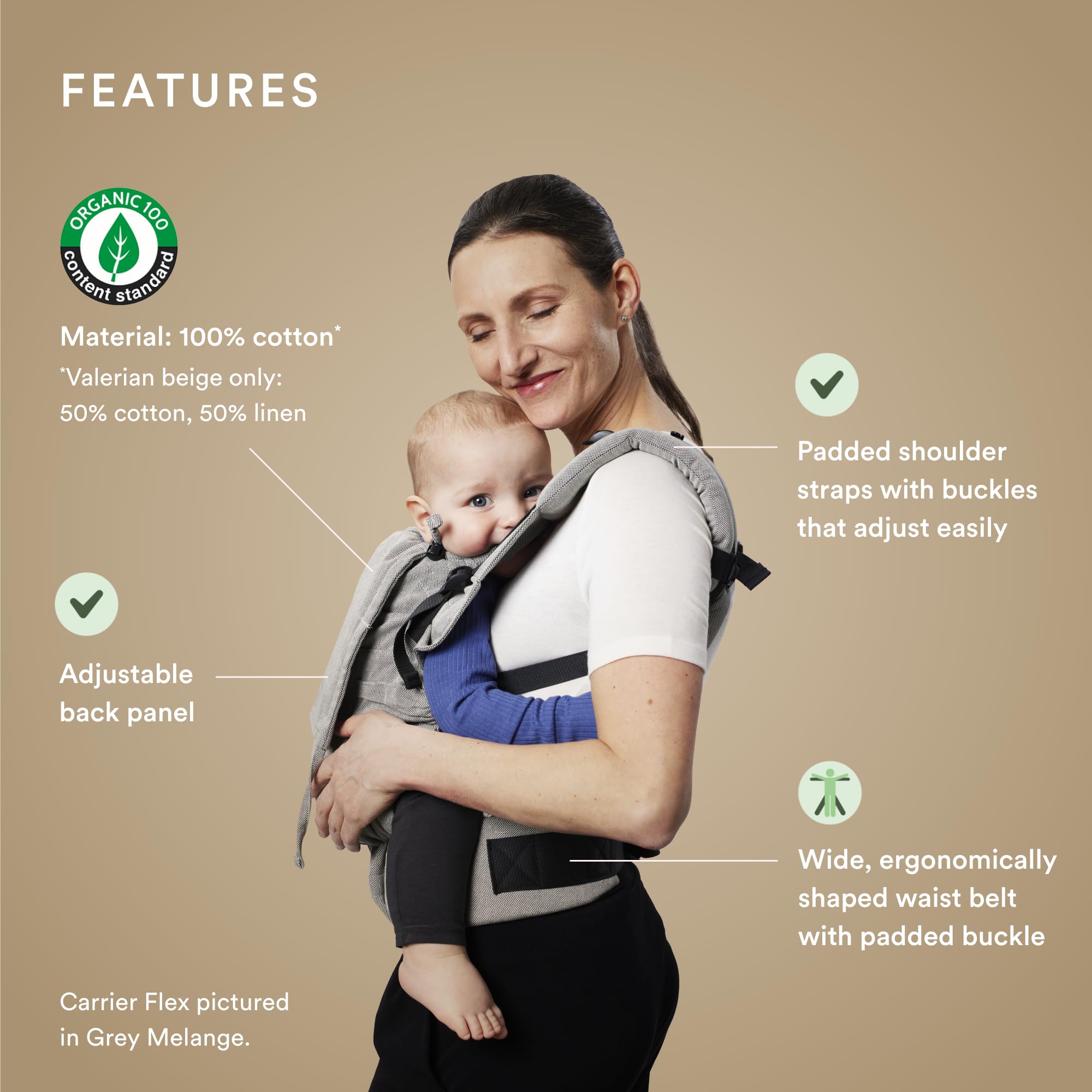 Stokke Limas Carrier Flex back carry view highlighting even weight distribution.