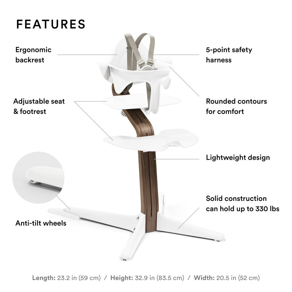 Stokke Nomi with baby set and removable harness for ages 6-24 months.