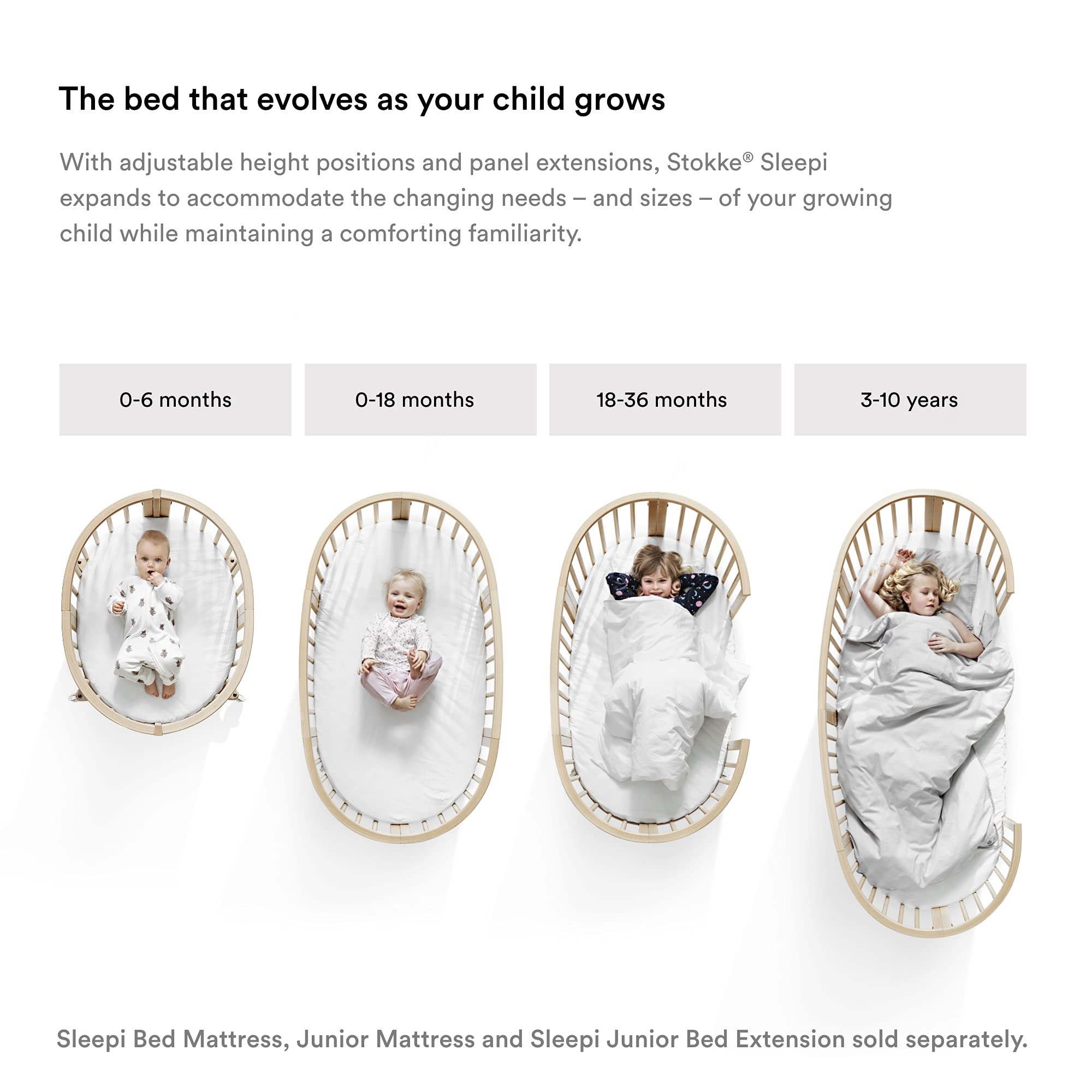 Stokke Sleepi Bed Extension V2 hazy grey extended crib-to-bed length supports growing child