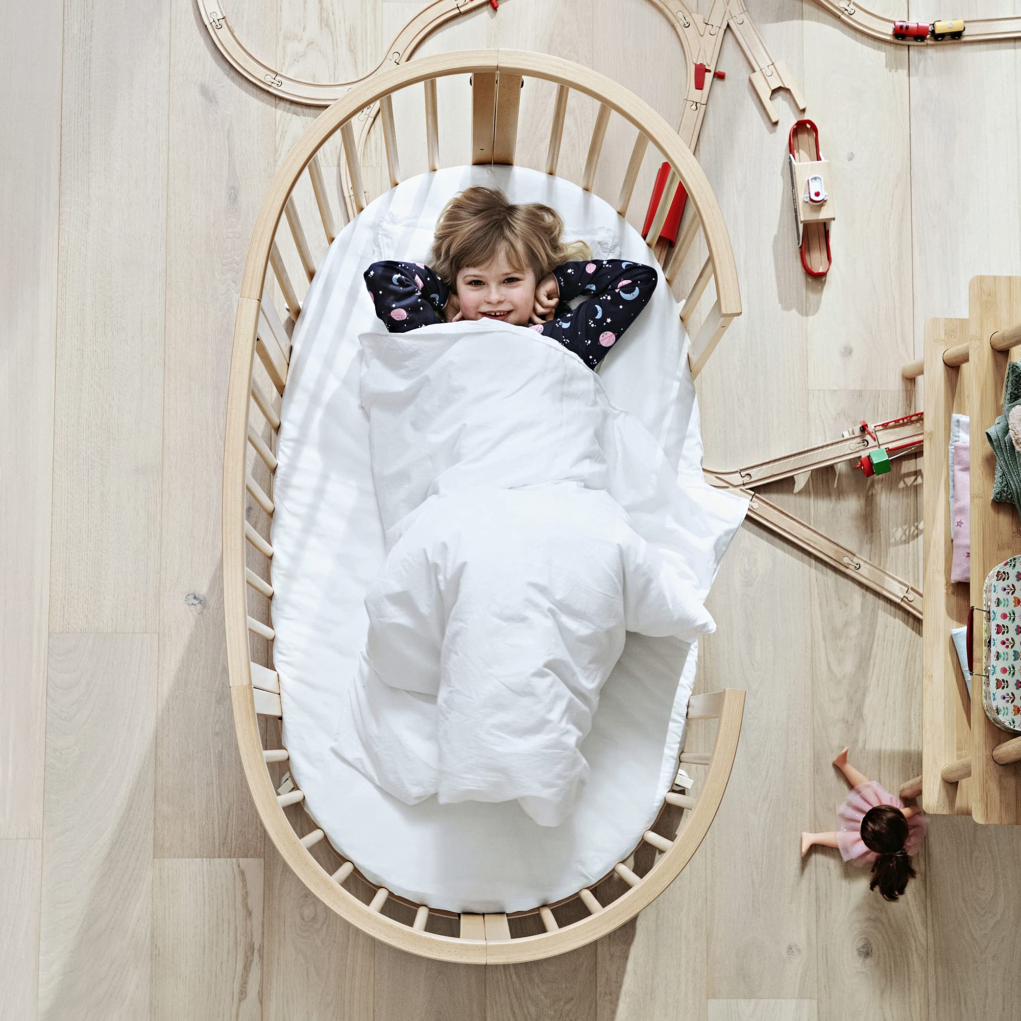 Stokke Sleepi Bed Extension V2 hazy grey mattress sold separately reminder for compatible bed