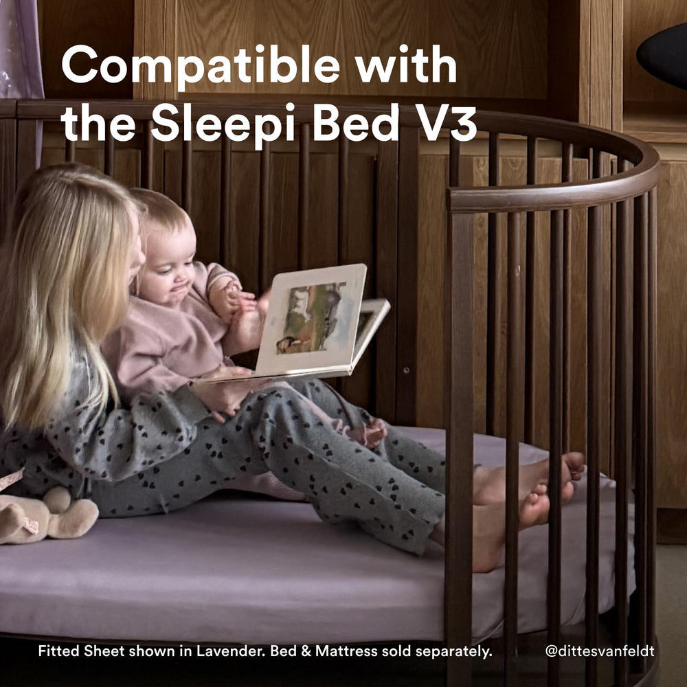 Stokke Sleepi Fitted Sheet V3 Flower Ecru soft cotton percale offers gentle touch for baby skin