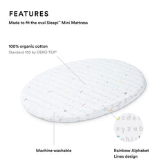 Stokke Sleepi Mini fitted sheet hidden zipper provides a snug, secure fit.