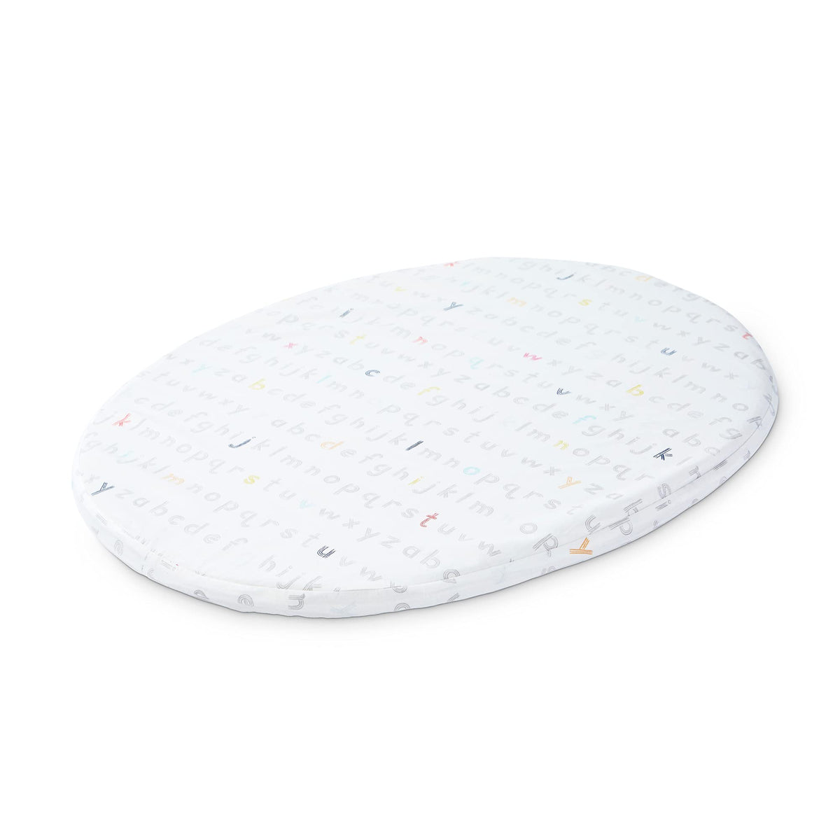 Stokke Sleepi Mini fitted sheet Rainbow Alphabet Lines offers soft organic cotton for baby comfort.