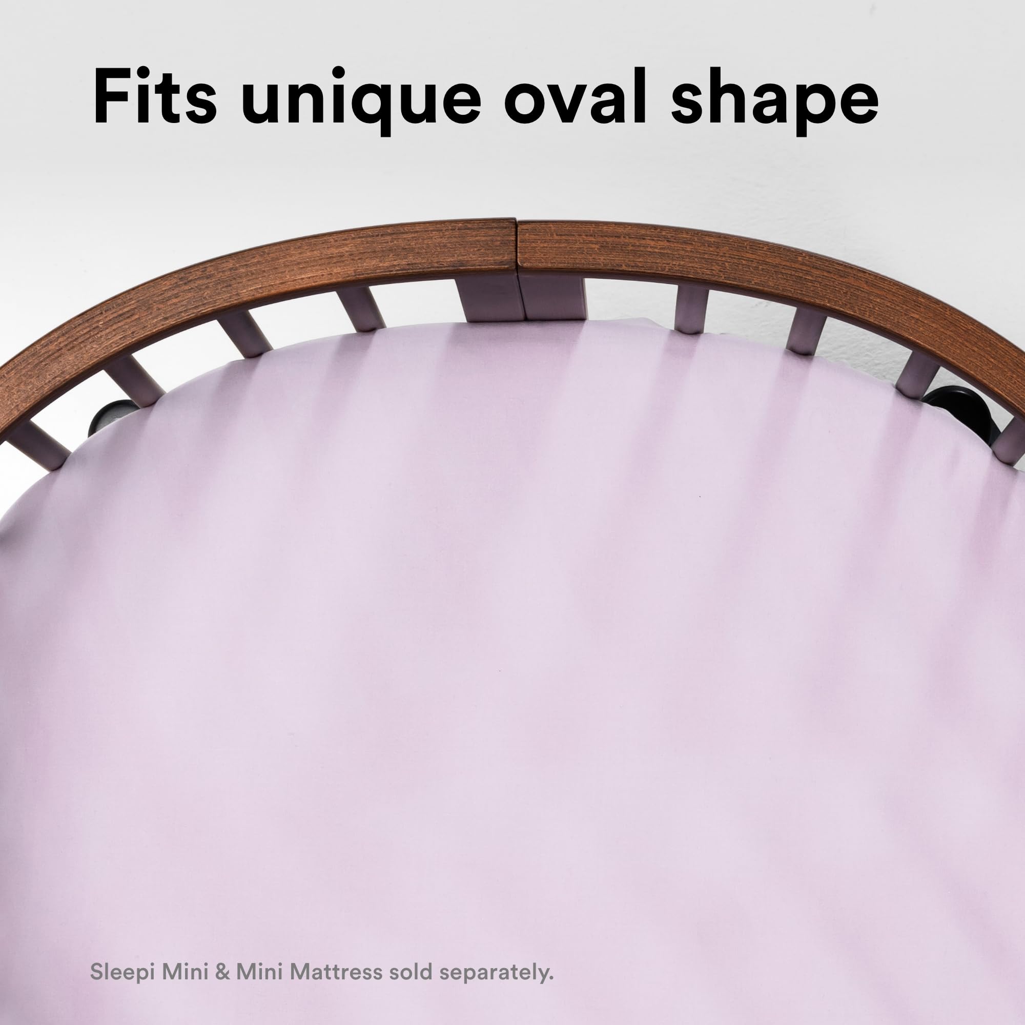Stokke Sleepi Mini fitted sheet V3 Lavender closeup reveals fine cotton percale weave.