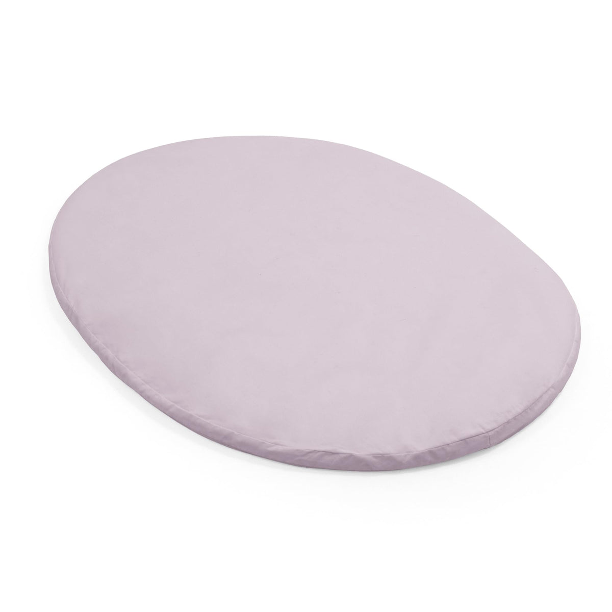 Stokke Sleepi Mini fitted sheet V3 Lavender on mattress offers soft cotton percale comfort for newborns.