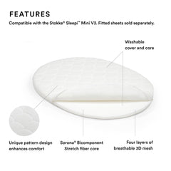 Stokke Sleepi Mini Mattress fits the Sleepi Bed's oval shape for snug sleep.