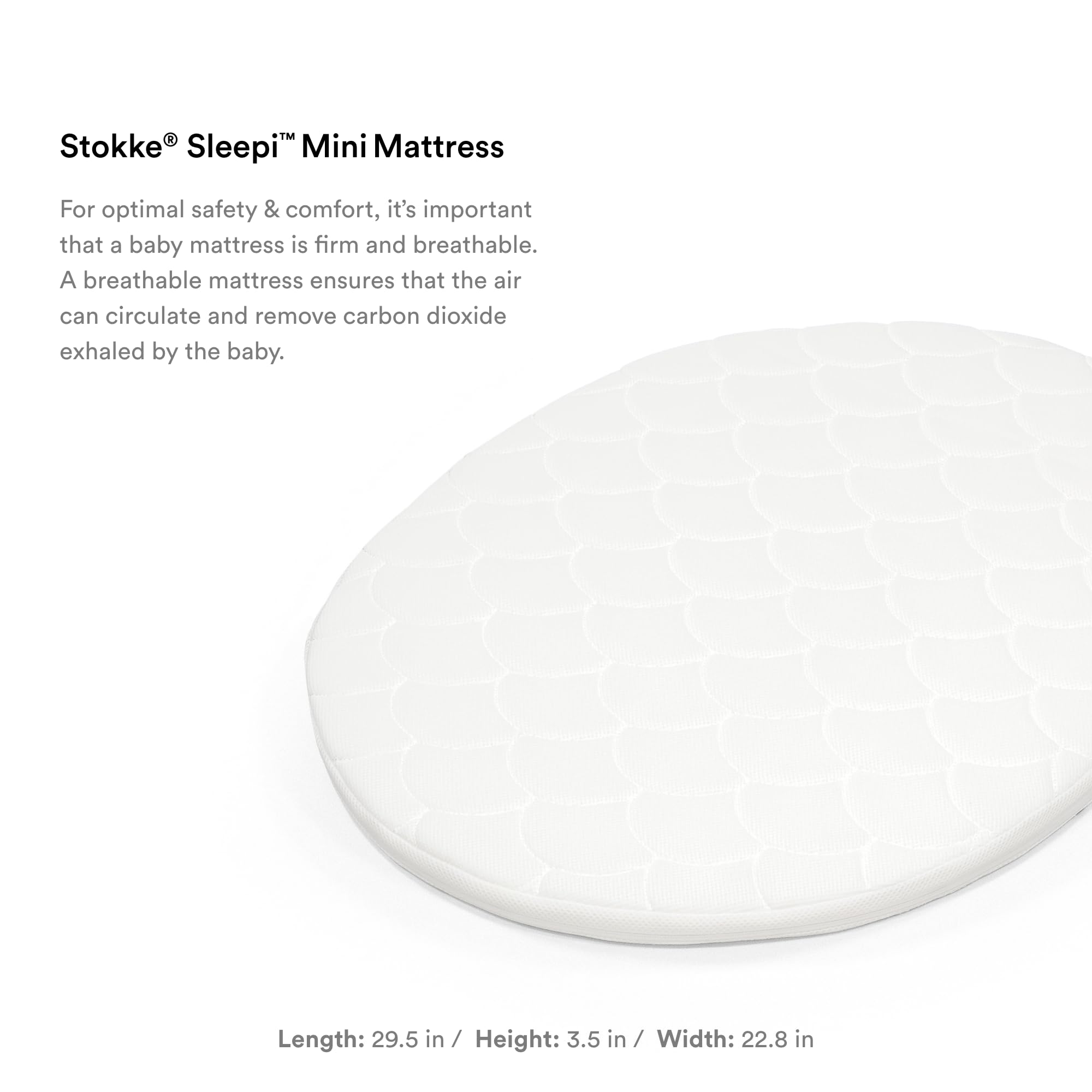 Stokke Sleepi Mini Mattress uses Sorona core for firm support and airflow.