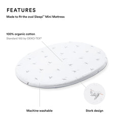 Stokke Sleepi Mini sheet Rainbow Dot provides cozy, playful nursery styling and comfort.