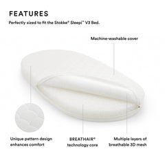 Stokke Sleepi V3 Bed Mattress Air with BREATHAIR core for breathable airflow and baby comfort.