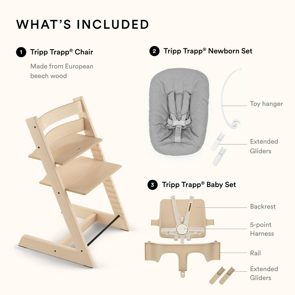 Stokke Tripp Trapp adjustable back and foot support grows with your child
