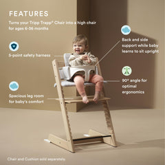 Stokke Tripp Trapp Baby Set 2 backrest with Harness 2 notches for secure adjustment.