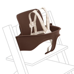 Stokke Tripp Trapp Baby Set 2 warm brown front view showing comfy toddler seating