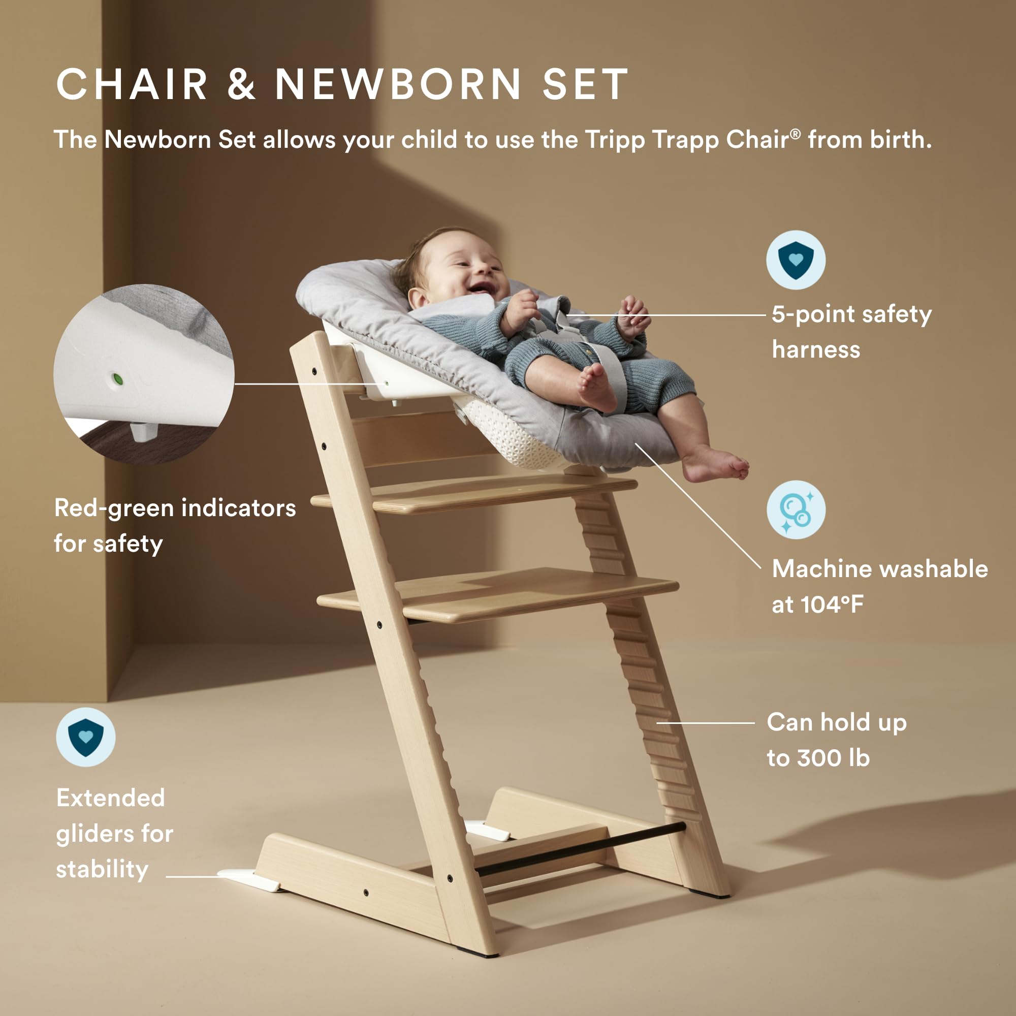 Stokke Tripp Trapp Baby Set natural attached promotes secure feeding and learning