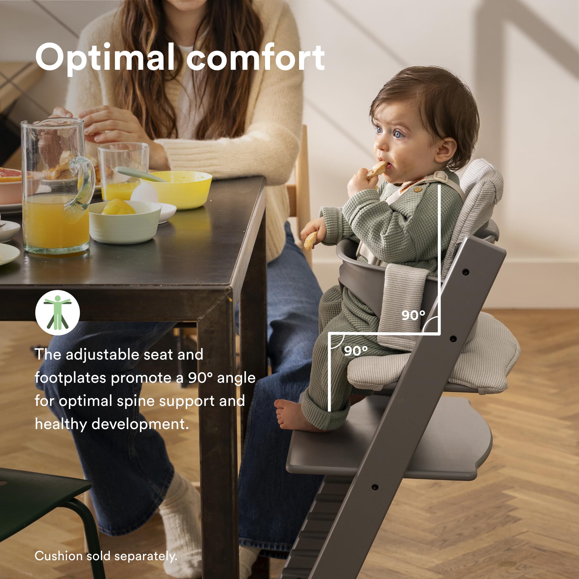 Stokke Tripp Trapp solid beech wood construction for durability.