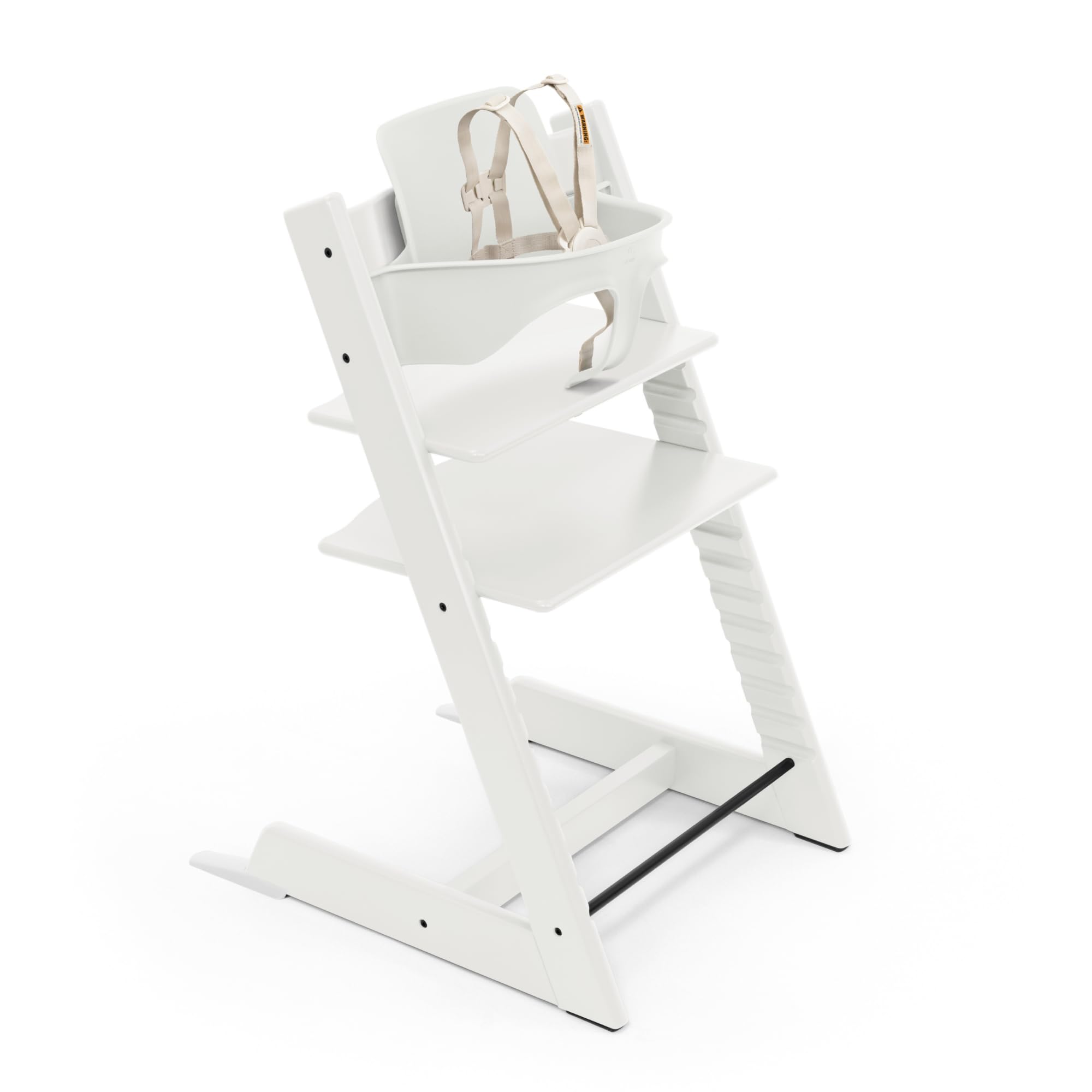Stokke Tripp Trapp Chair 2 white front view for space-saving family meals.