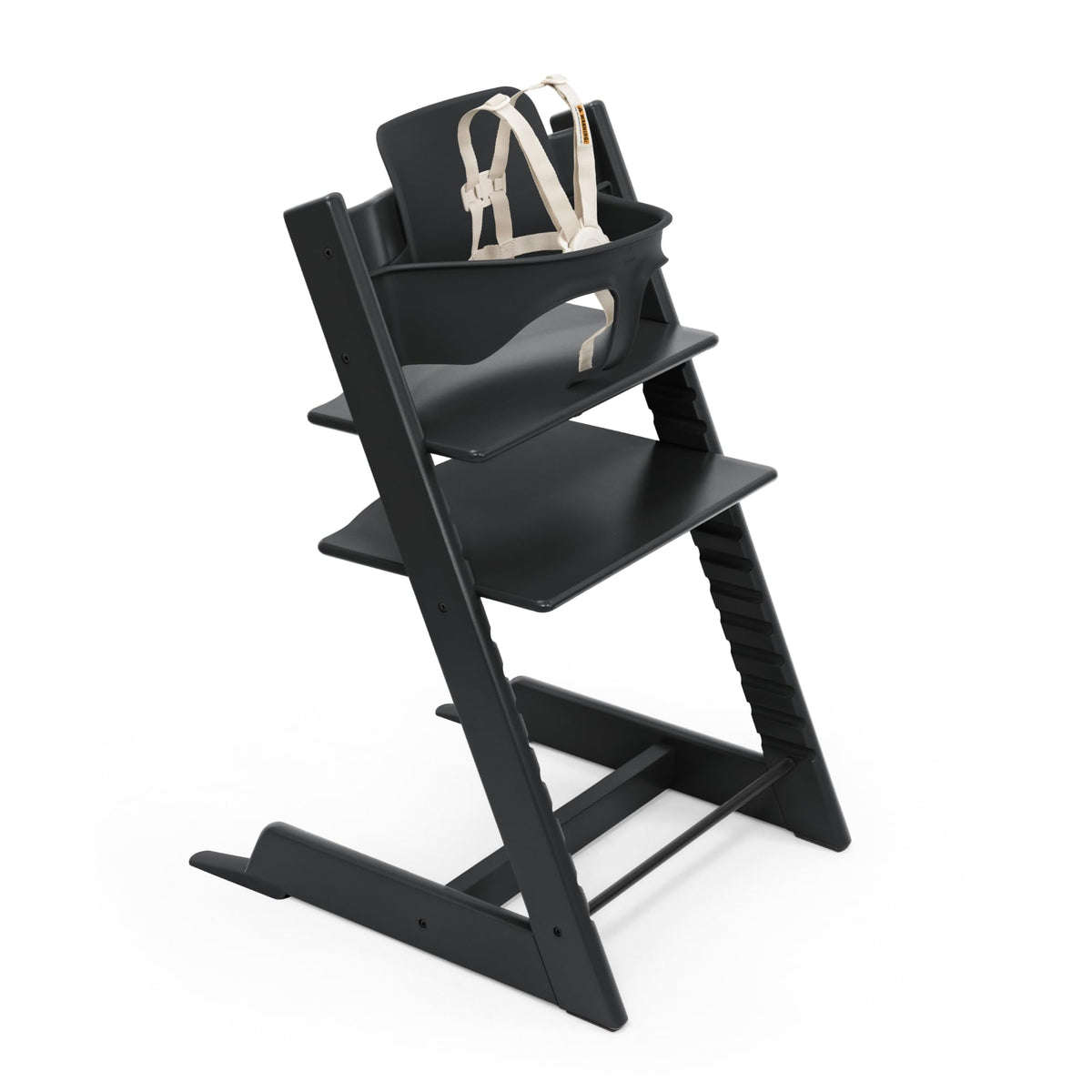 Stokke Tripp Trapp chair and baby set complete system for family dining.