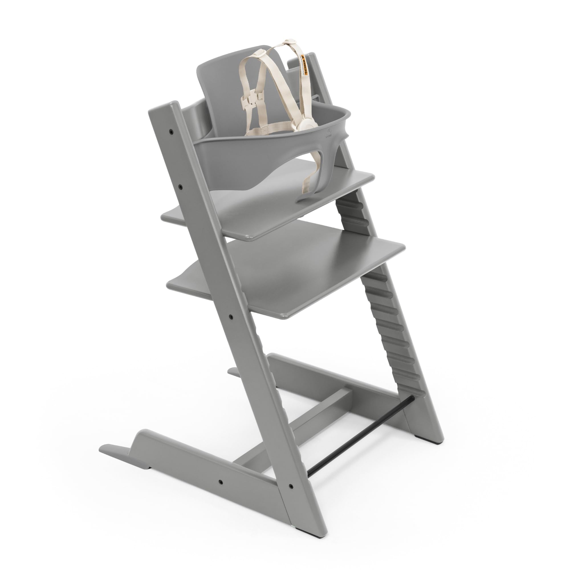Stokke Tripp Trapp chair Storm Grey at the family table for growing kids.