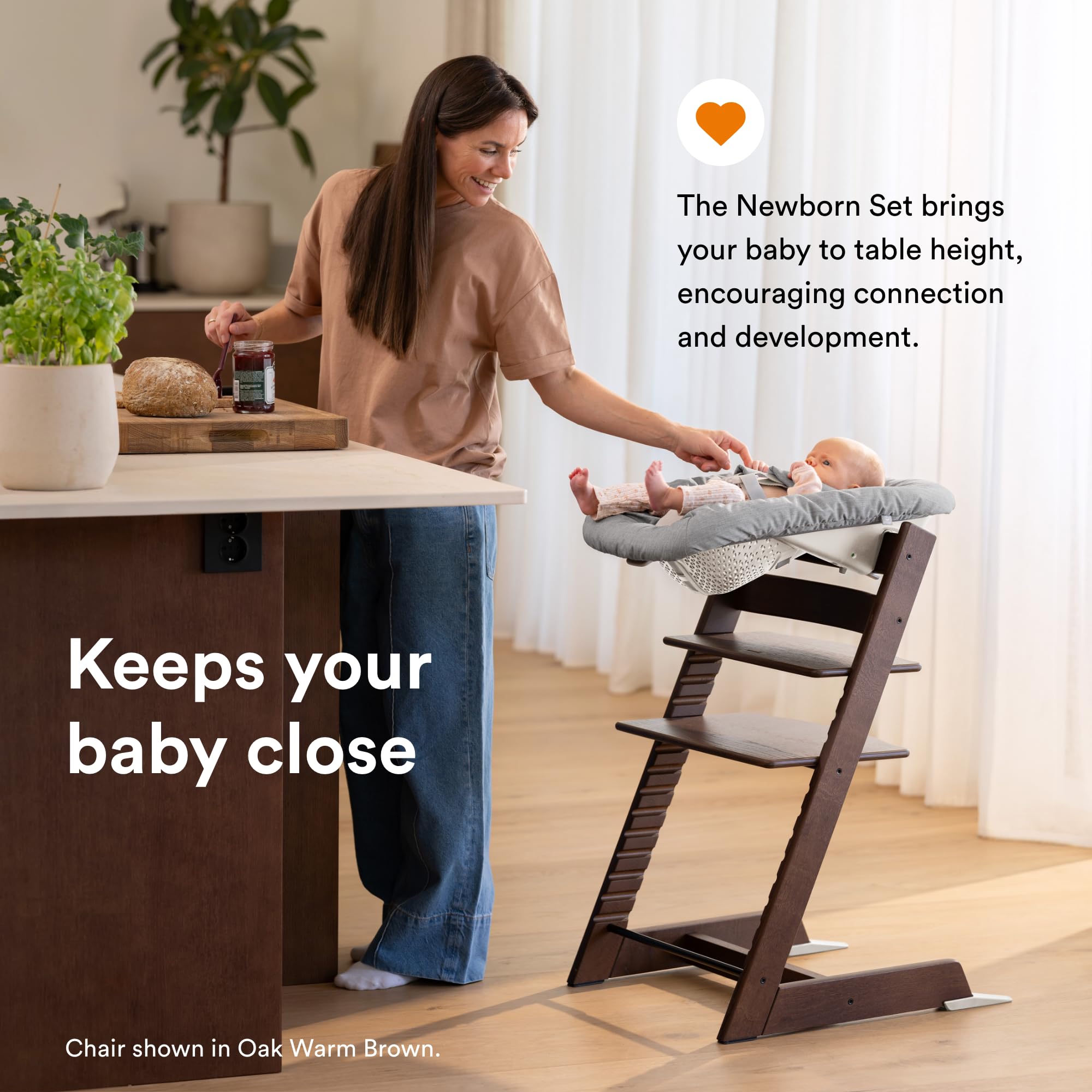 Stokke Tripp Trapp chair white table compatibility for multi-age use.