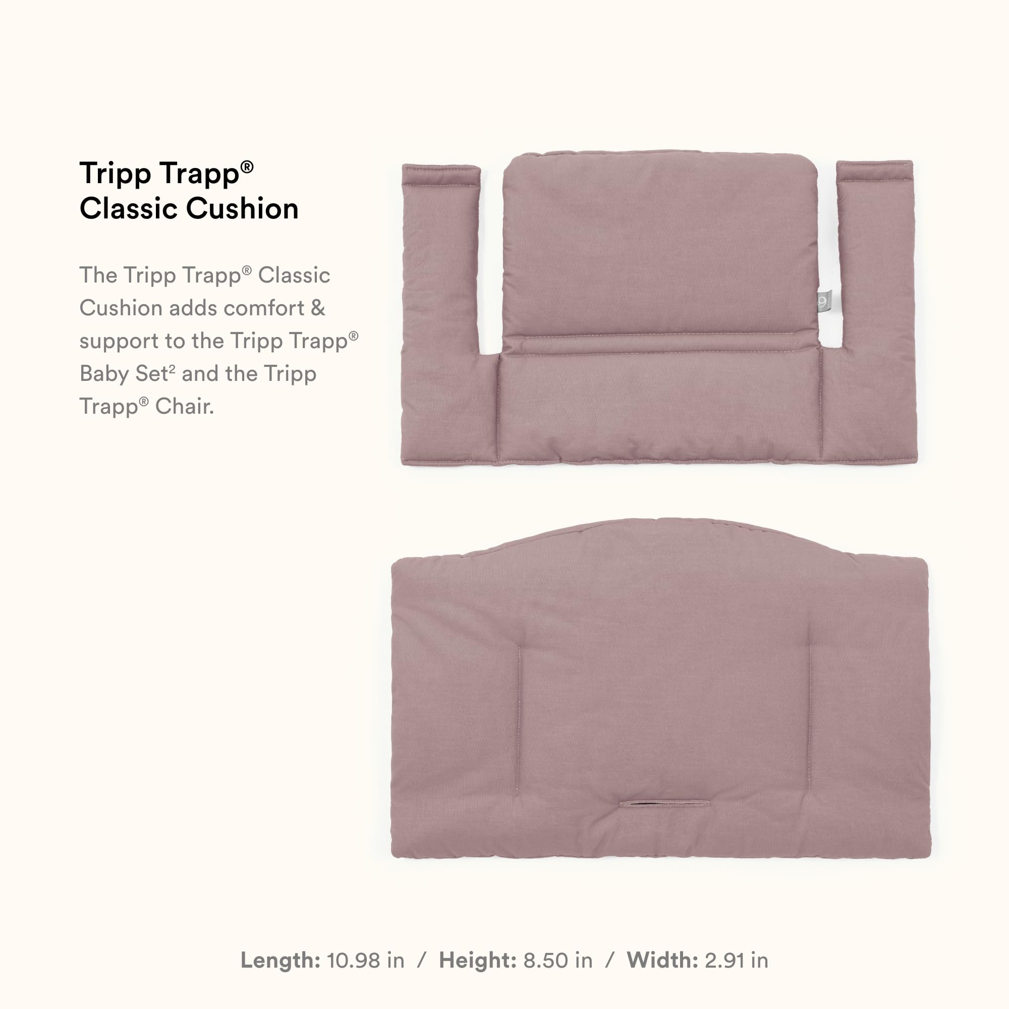 Stokke Tripp Trapp Classic Cushion 2 closeup fabric highlights soft organic cotton quality.