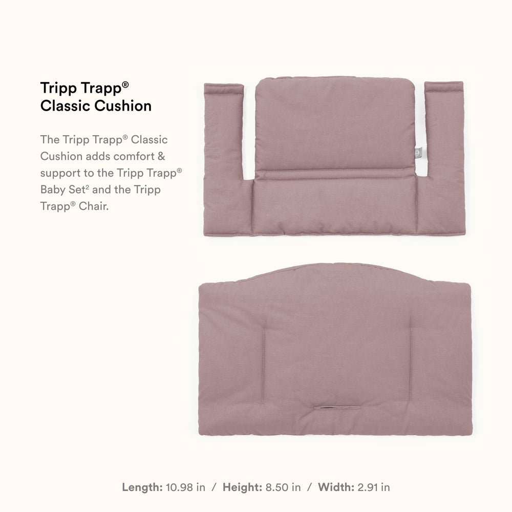 Stokke Tripp Trapp Classic Cushion 2 closeup fabric highlights soft organic cotton quality.