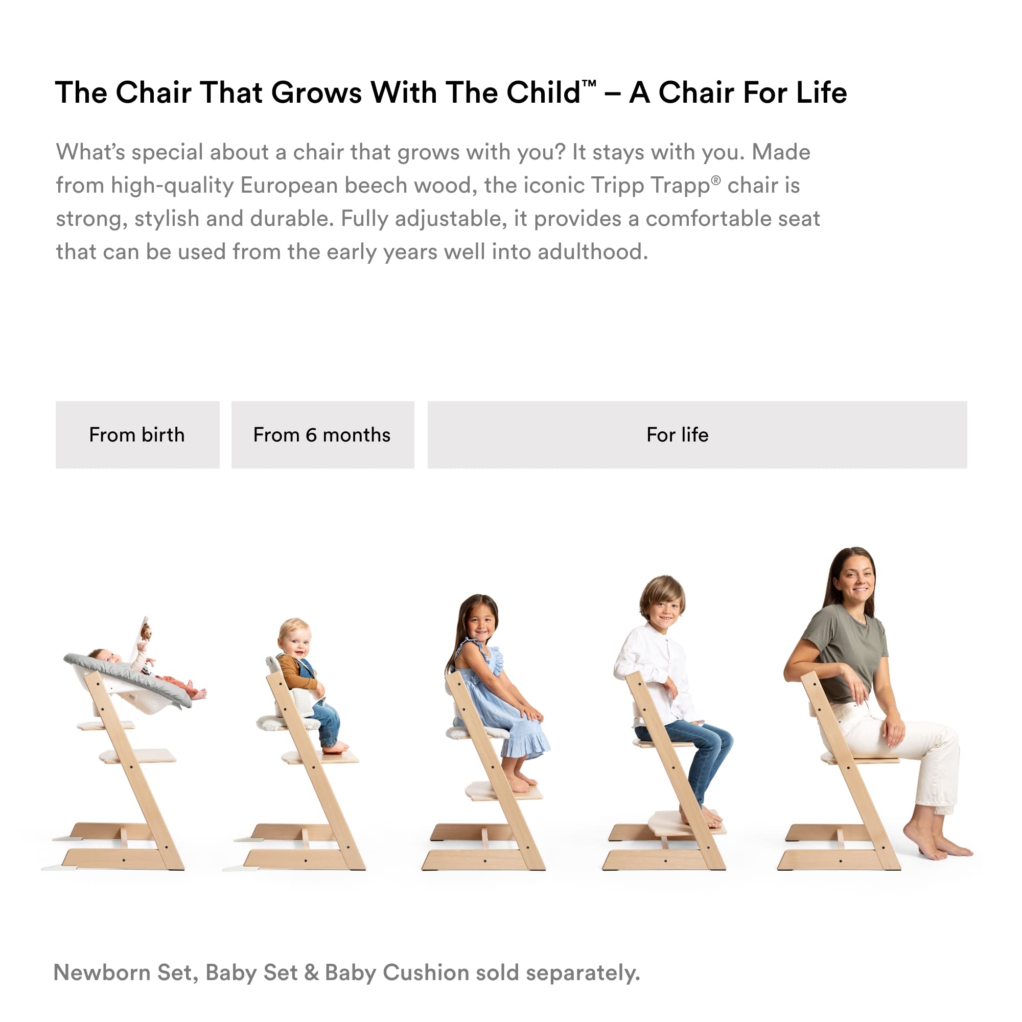 Stokke Tripp Trapp Classic Cushion Icon Grey easy to attach and detach for quick mealtime changes