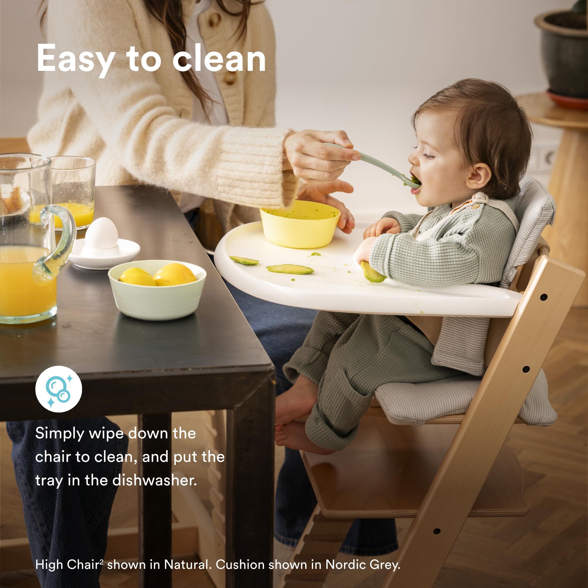 Stokke gliders provide stability on various floor surfaces.