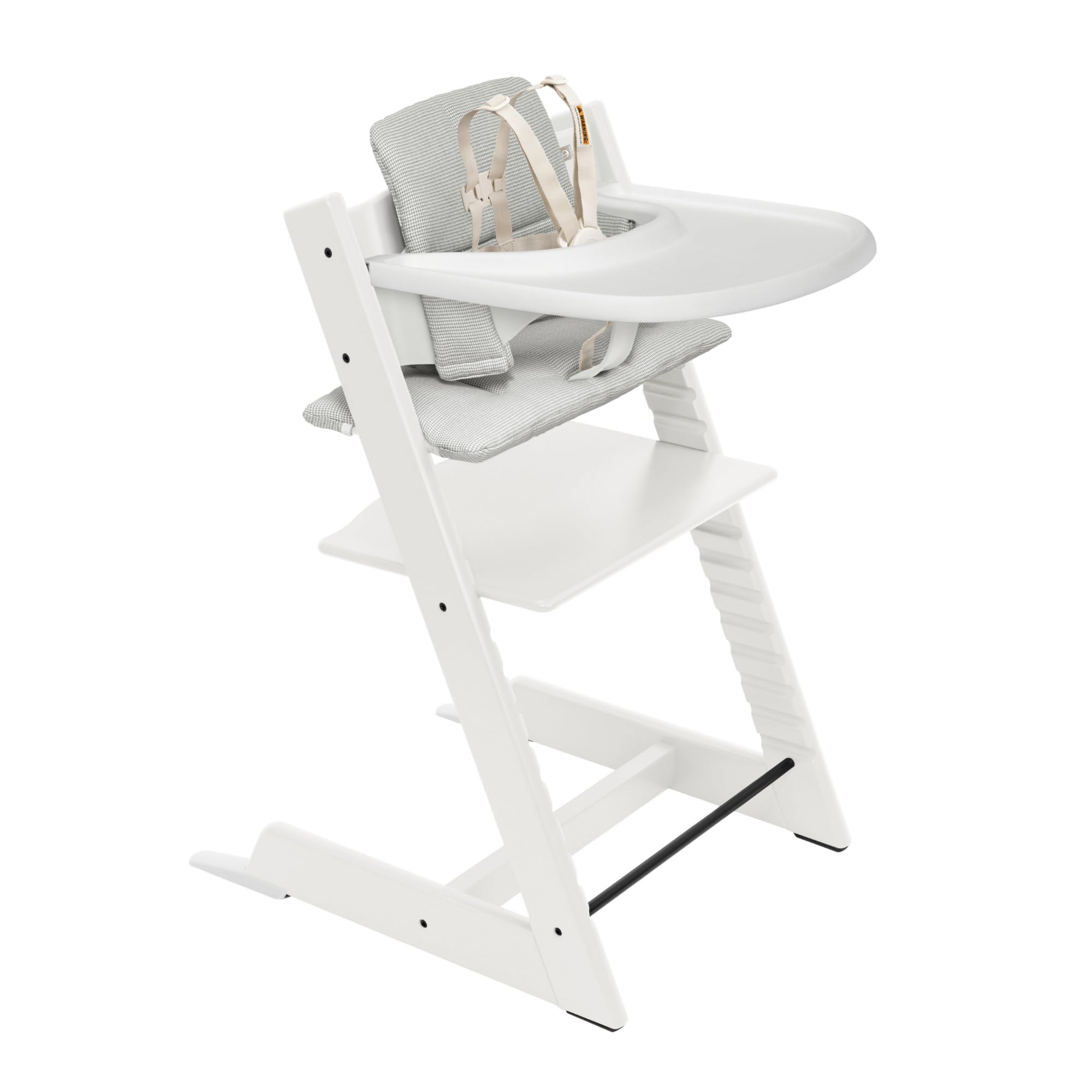 Stokke Tripp Trapp High Chair 2 white chair at table for family meals.