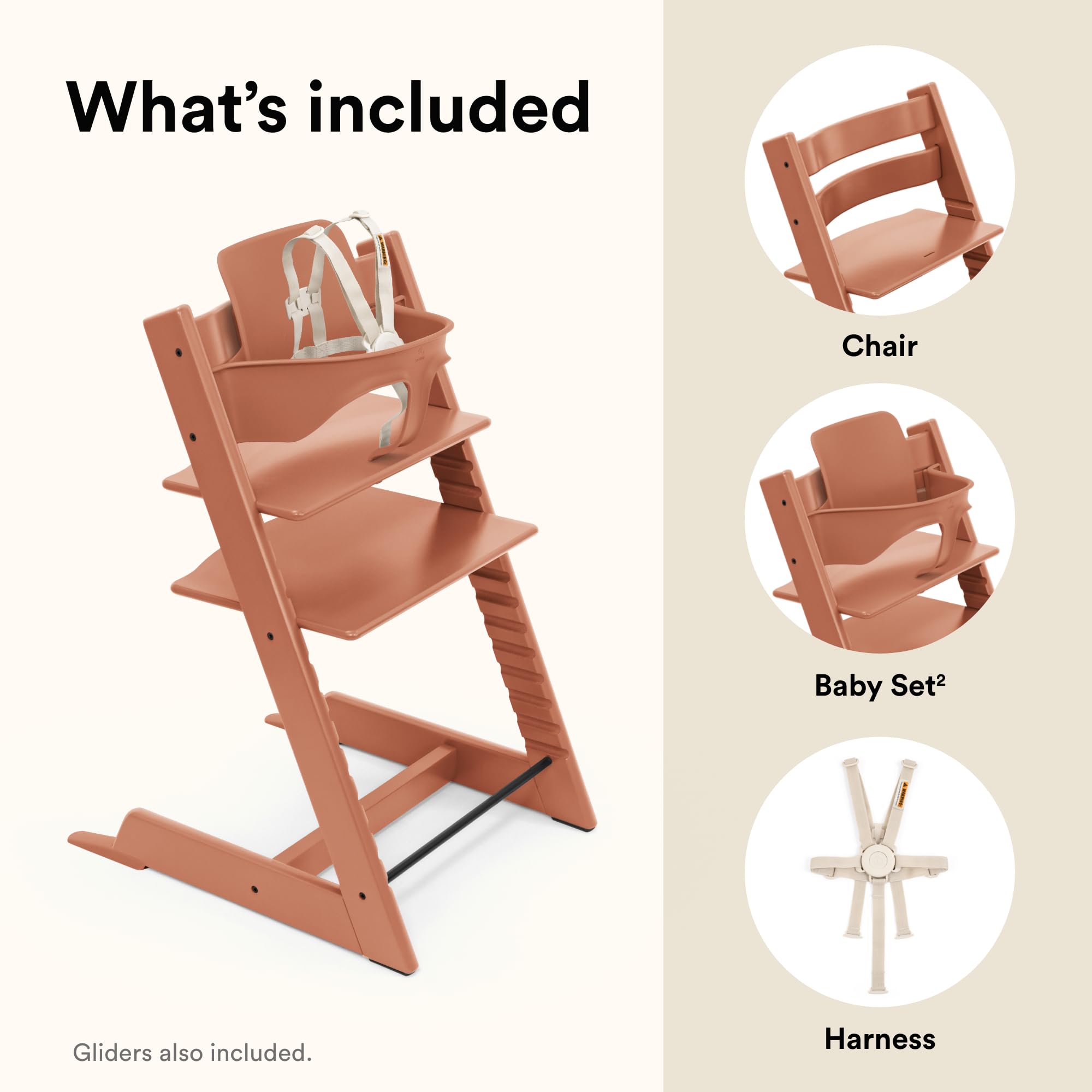 Stokke Tripp Trapp High Chair 2 terracotta finish suits modern dining spaces.