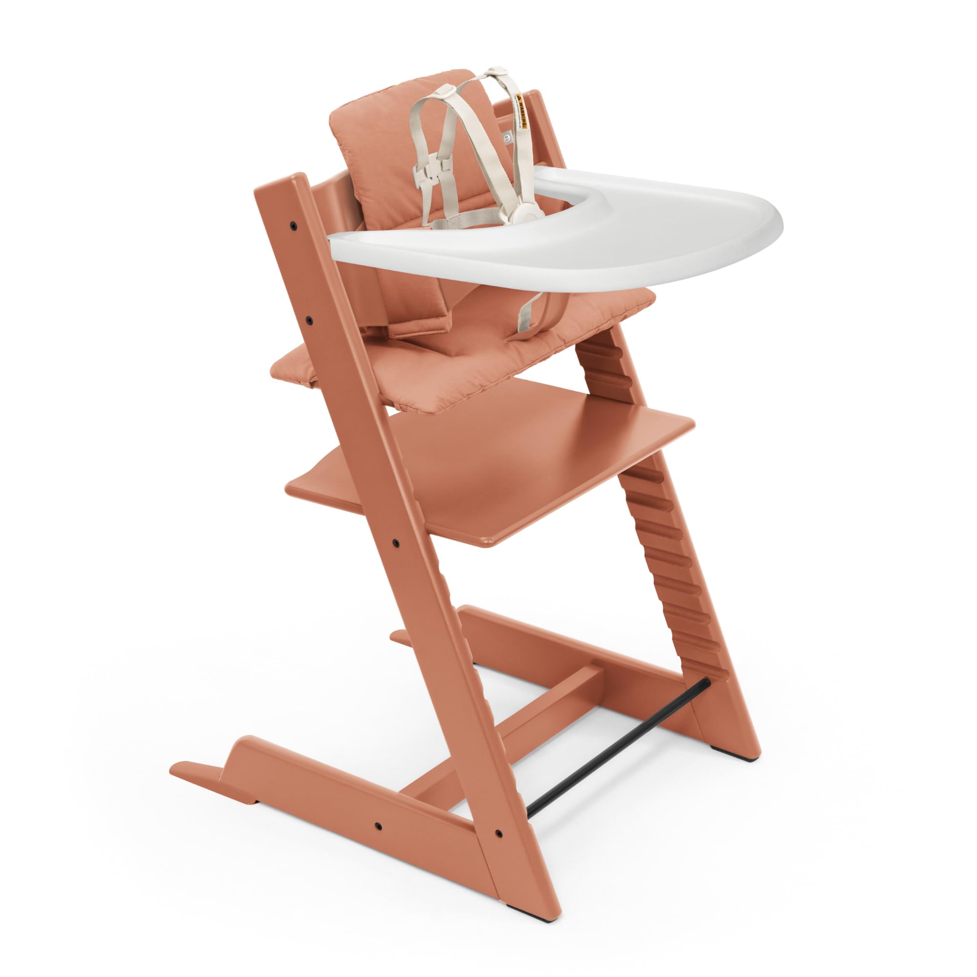 Stokke Tripp Trapp high chair terracotta front view showing table-ready design