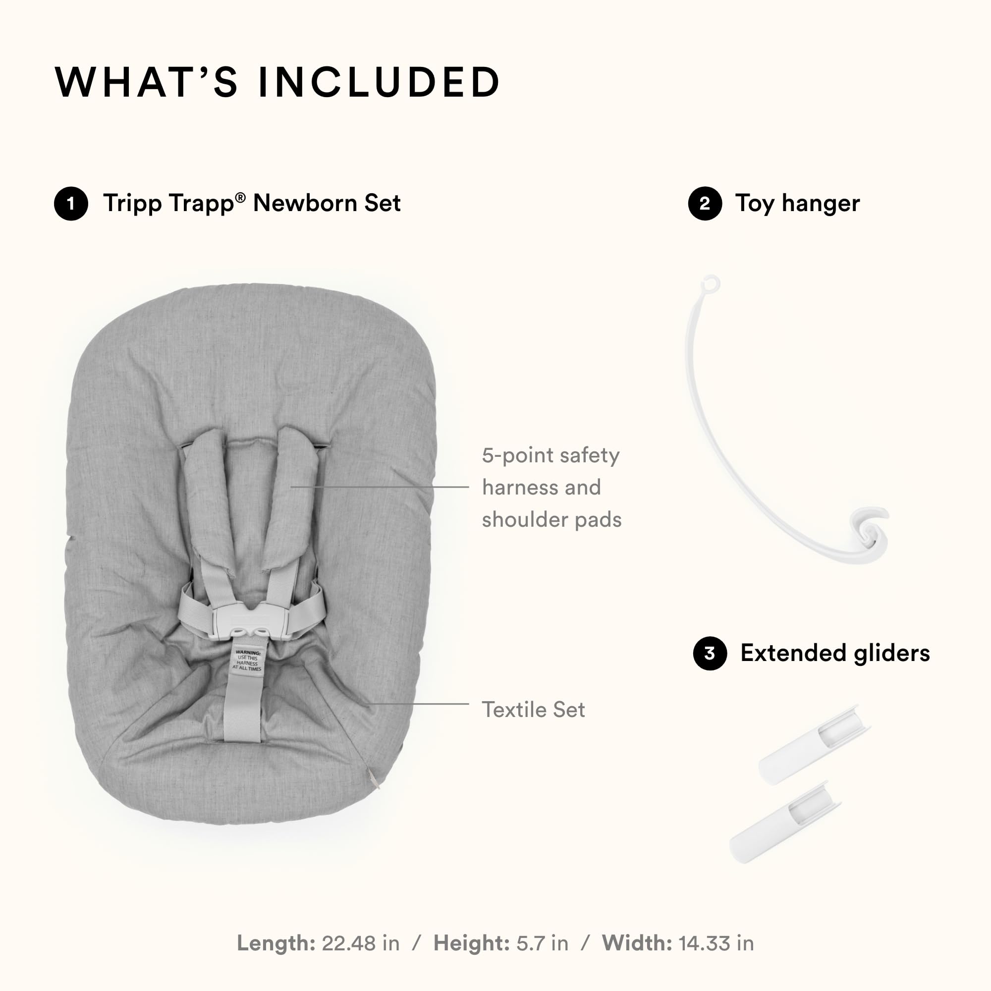 Stokke Tripp Trapp Newborn Set Grey adjustable leg support comforts tiny legs