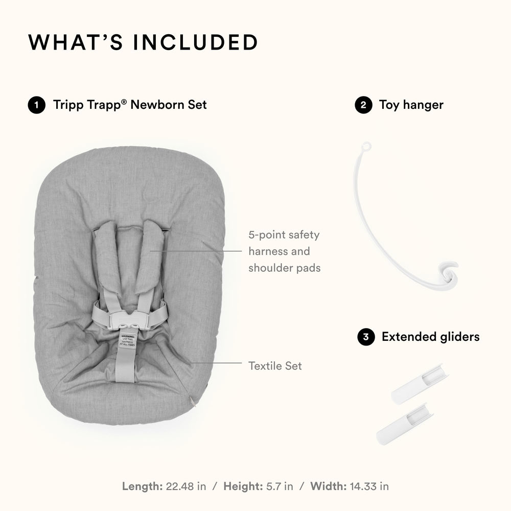 Stokke Tripp Trapp Newborn Set Grey adjustable leg support comforts tiny legs