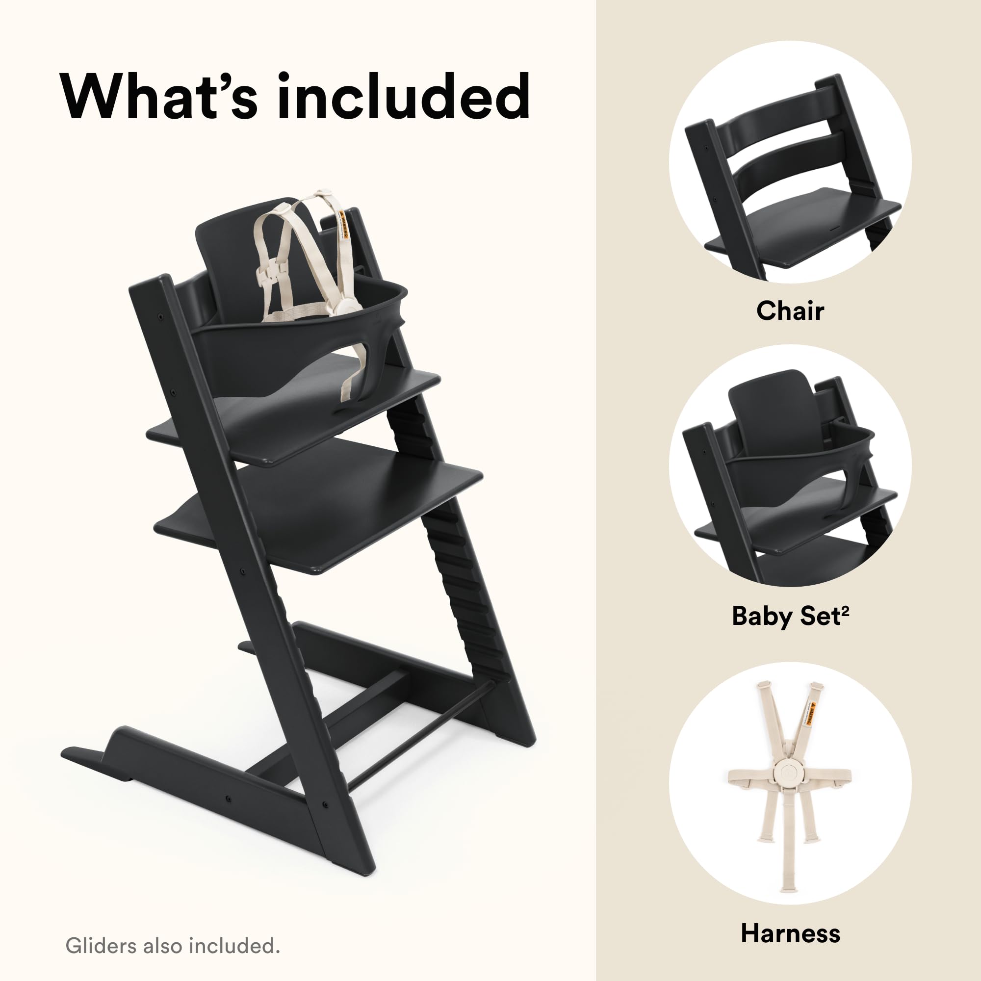 Stokke Tripp Trapp original design from 1972 continues family-friendly seating.