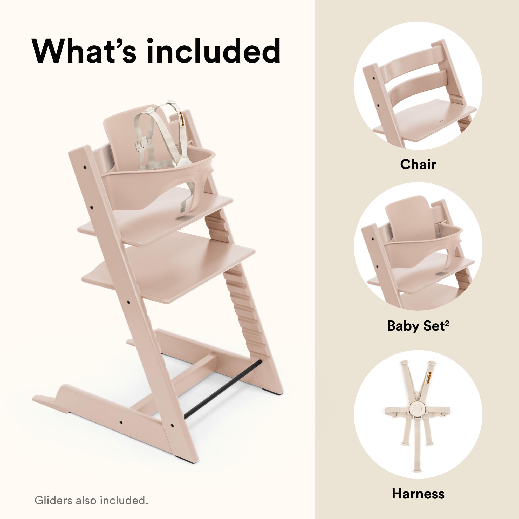 Stokke Tripp Trapp Serene Pink easy-clean surfaces—wipes down quickly after meals.