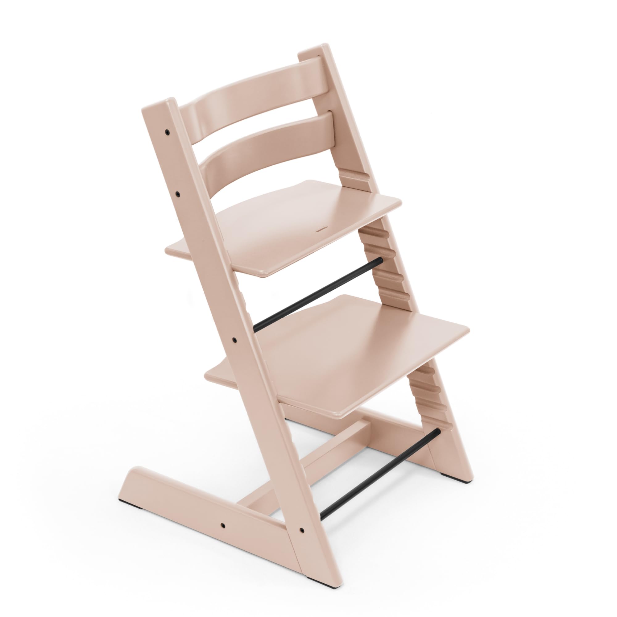 Stokke Tripp Trapp Serene Pink front view showing table-height seating versatility for family meals
