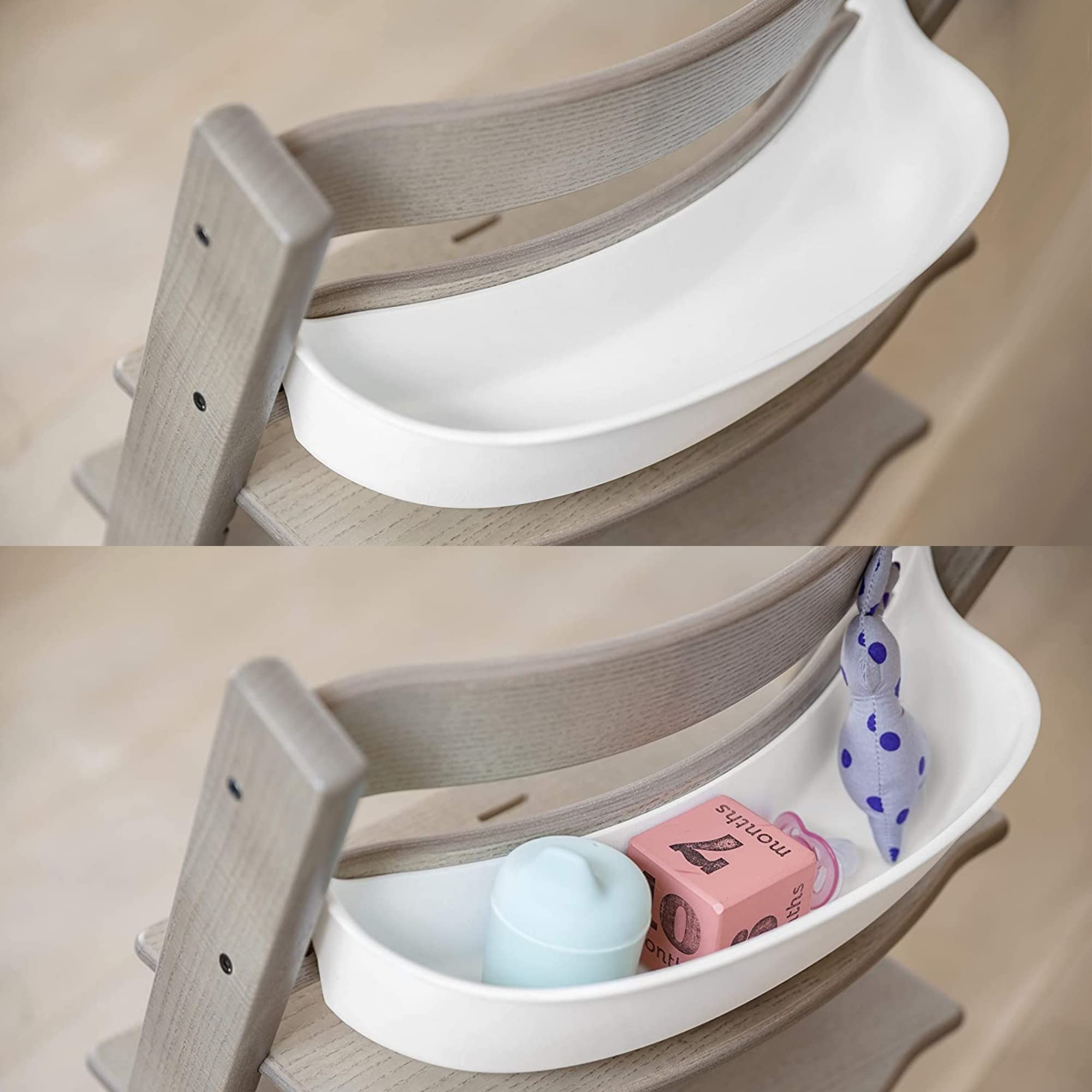 Stokke Tripp Trapp Storage holds up to 1 kg for small items.