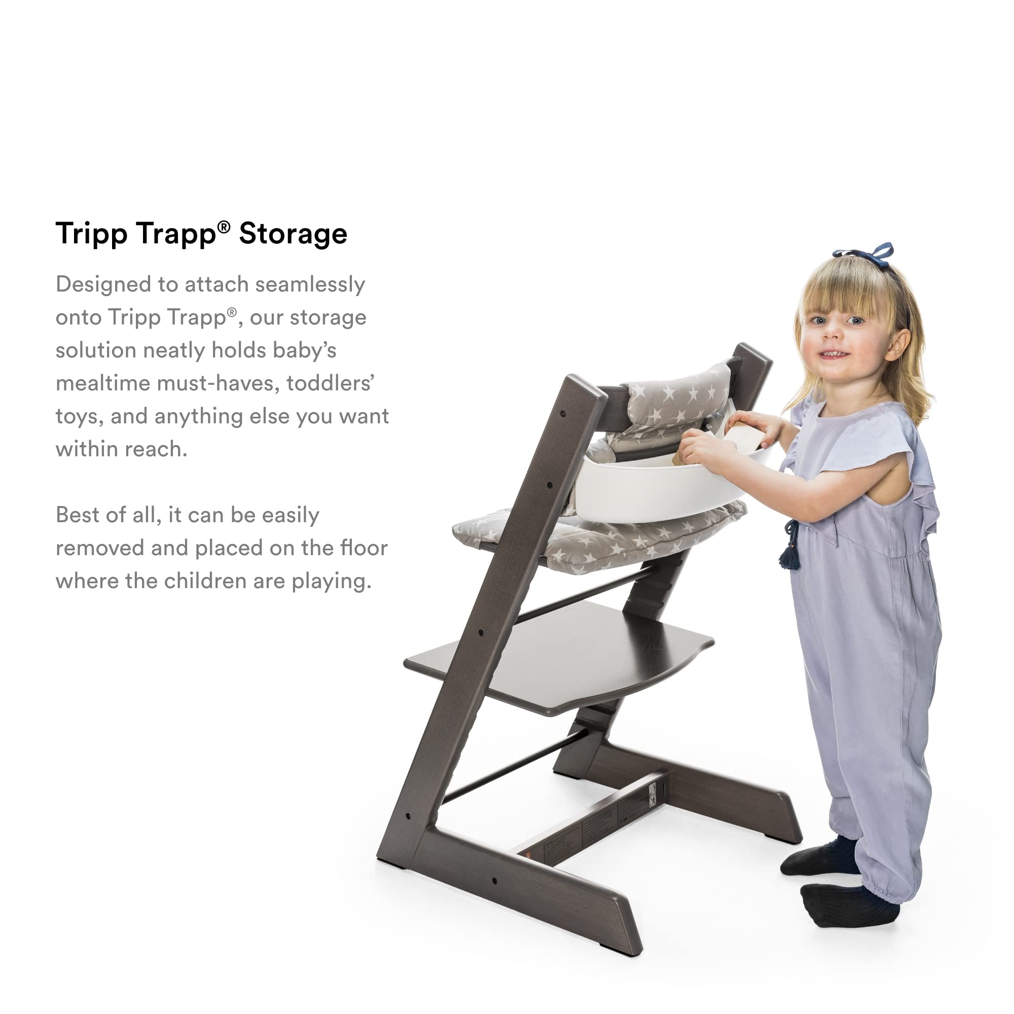 Stokke Tripp Trapp Storage dishwasher-safe design for quick cleanup.