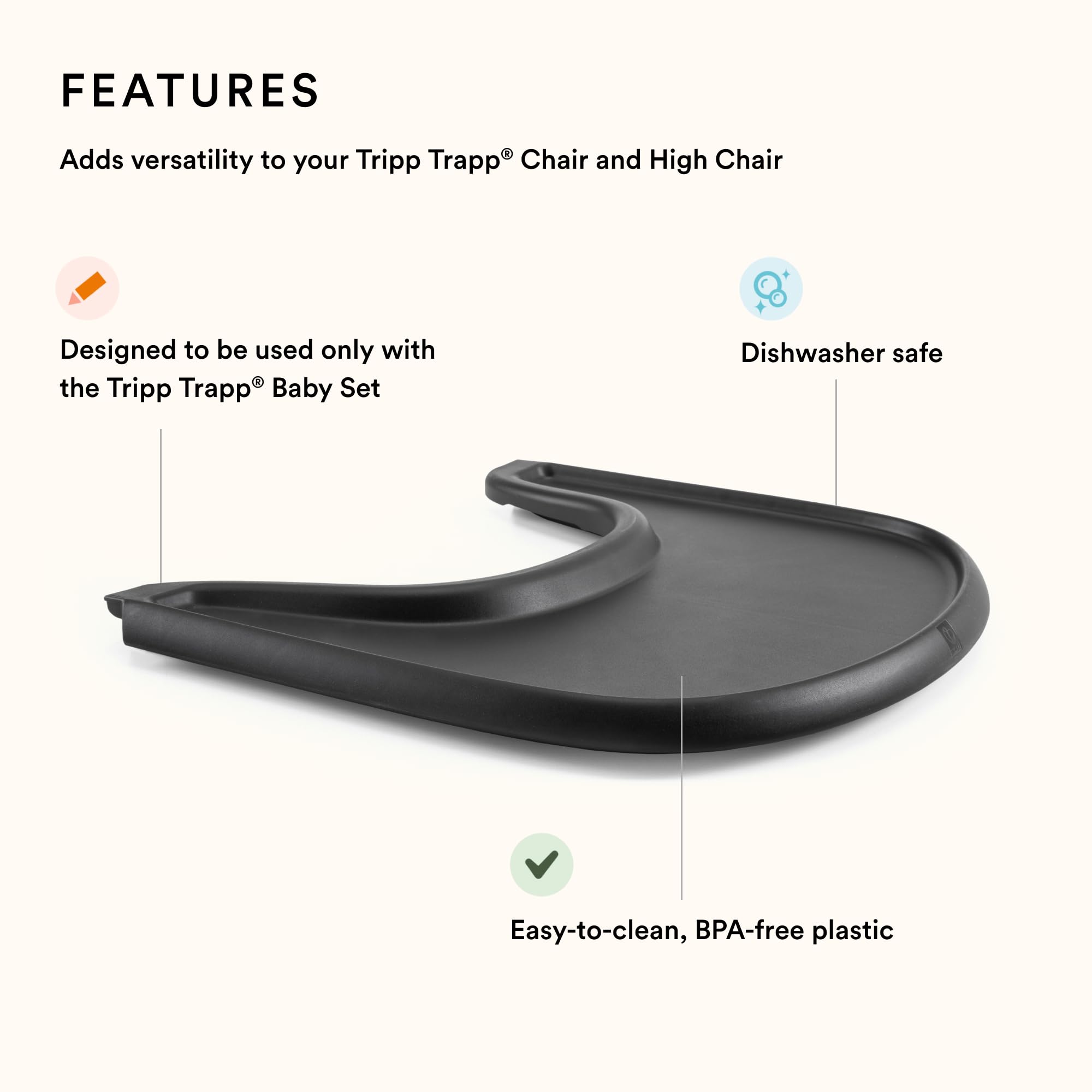 Stokke Tripp Trapp Tray Black in use during a snack time for easy meals.