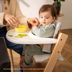 Stokke Tripp Trapp Tray Black with V2 Baby Set compatibility enables secure feeding.