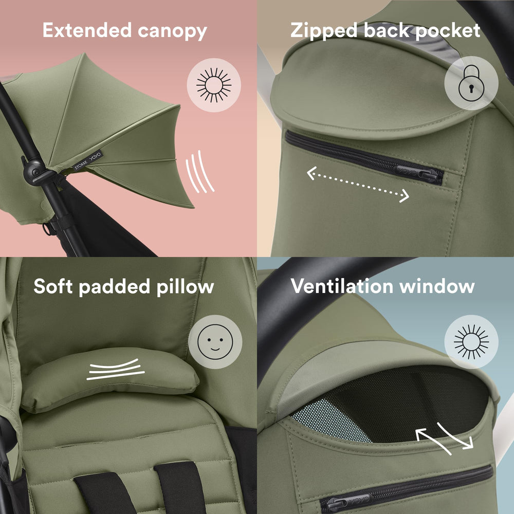 Stokke YOYO 6+ Olive fold-unfold in seconds for quick transitions on the go.