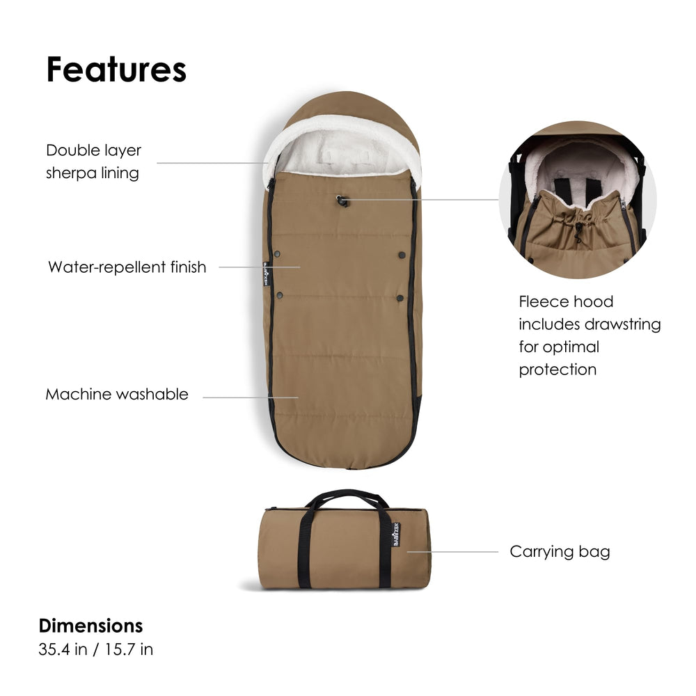 Stokke YOYO Footmuff bottom-opening design protects from dirt during in/out moments.